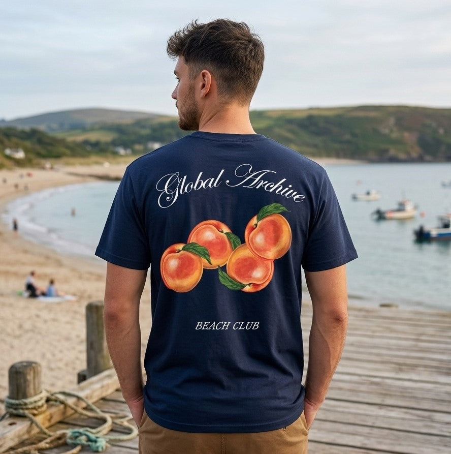 Relaxed Archive Peach Tee | Navy